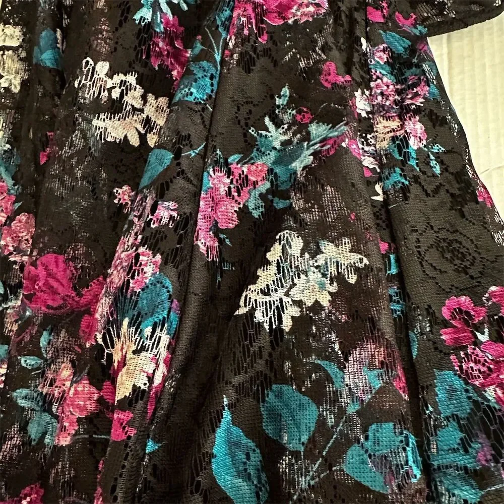 Lane Bryant Black Floral Lace Overlay Sleeveless Mini Dress Women's Size 22/24 - Picture 6 of 6